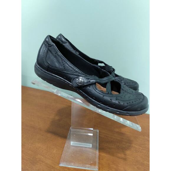 Cobb Hill Crossover Straps, Leather Flats, Size 7.5, Black - Picture 2 of 6